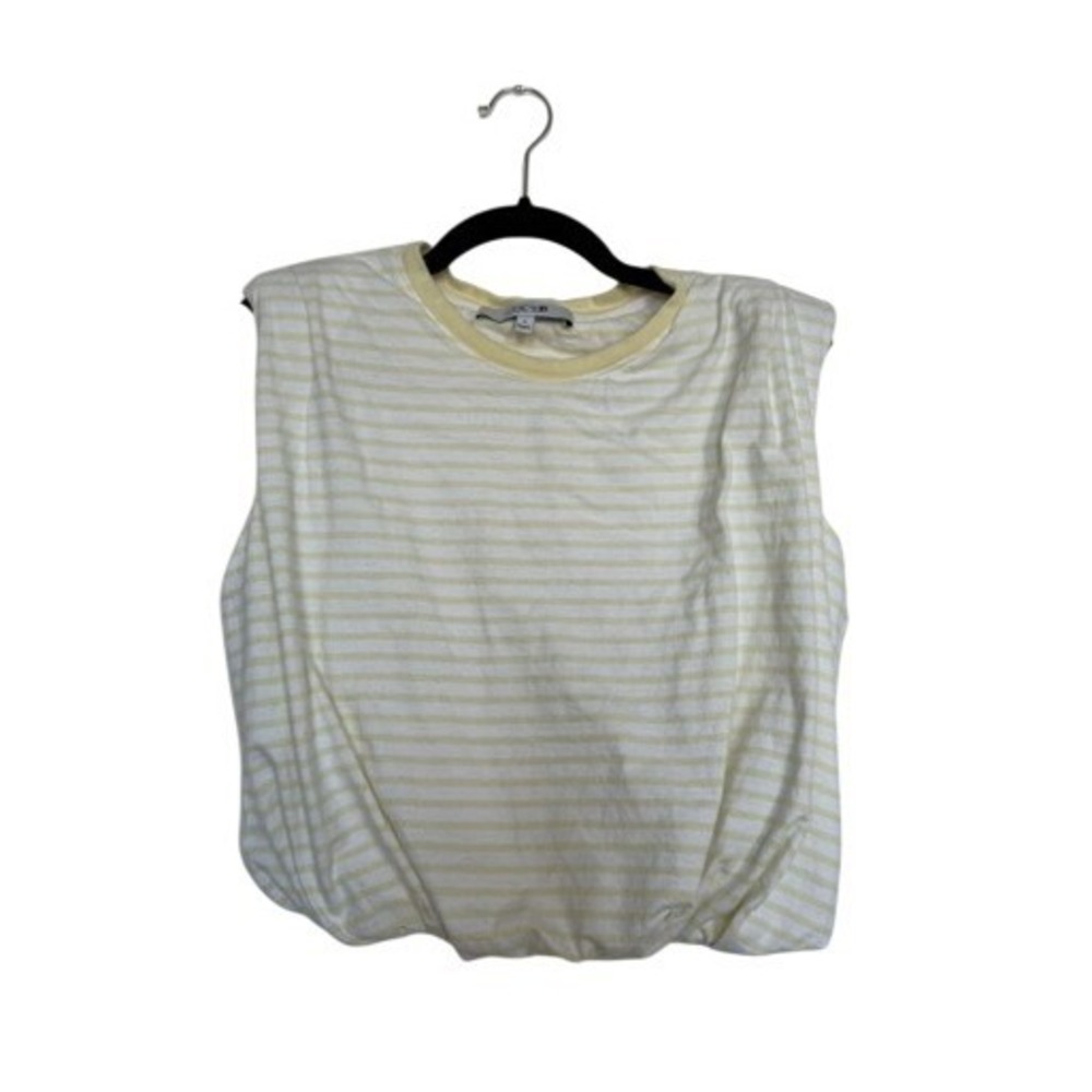 Joe's Jeans Arden Sleeveless Stripe Tee Women's Size Small | Yellow White Top